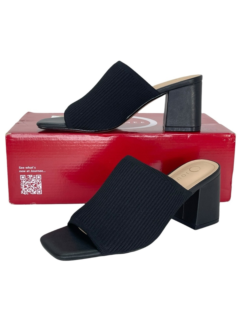 Journee Collection Lorenna Black Stretch Heeled Womens Sandals Size 6.5M